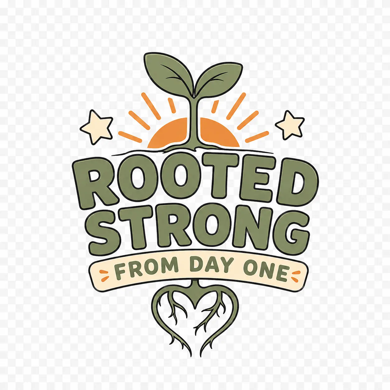 Rooted Strong from Day One Health Tribe merchandise design